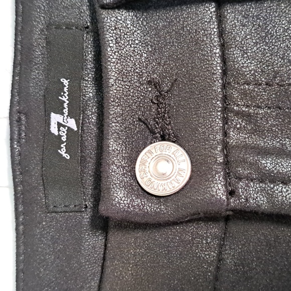 NEW * 7 For All Mankind  HIGH WAIST ANKLE SKINNY IN COATED BLACK 27 - Picture 9 of 12